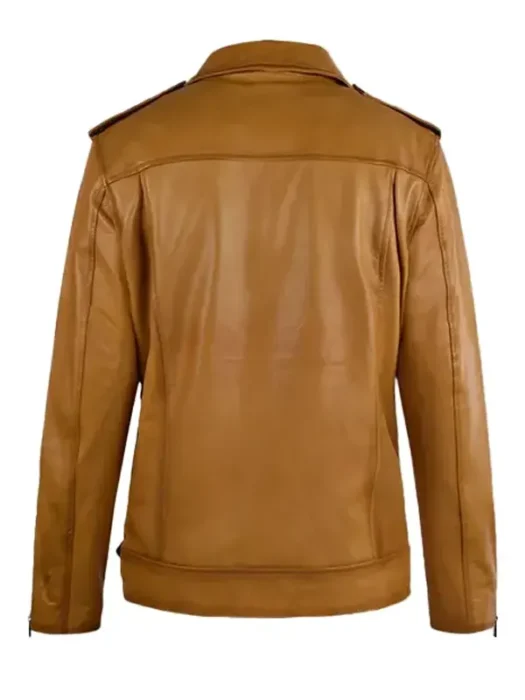 Derek Men’s Caramel Biker Leather Jacket Back