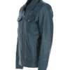 Deshawn Men’s Blue Bomber Leather Jacket