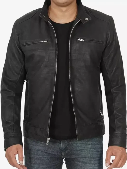 Dodge Black Snuff Leather Men’s Jacket