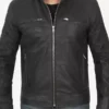 Dodge Black Snuff Leather Men’s Racer Jacket