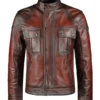 Domingo Men’s Vintage Red Leather Jacket