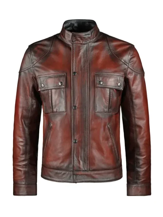 Domingo Men’s Vintage Red Leather Jacket