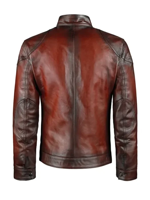 Domingo Men’s Vintage Red Leather Jacket Back