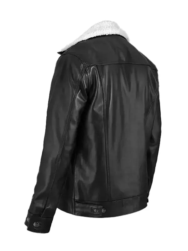 Everton Men’s Black Shearling Leather Jacket Back