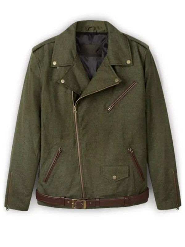 Gudrun Men’s Green Moto Leather Jacket