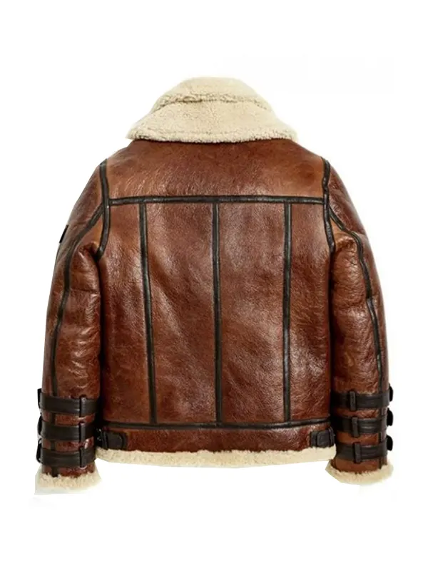 Jack Brown Leather Aviator Jacket Back