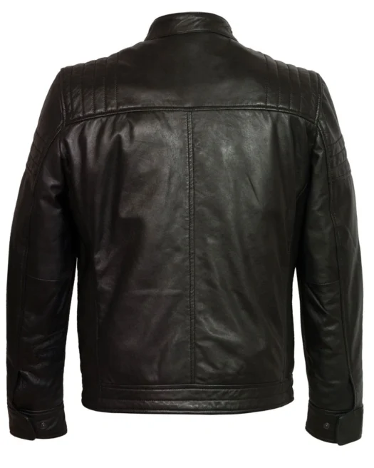 James Cafe Racer Leather Jacket Back