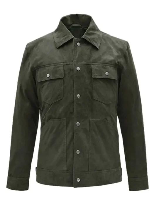 Jewel Men’s Green Leather Shirt Jacket