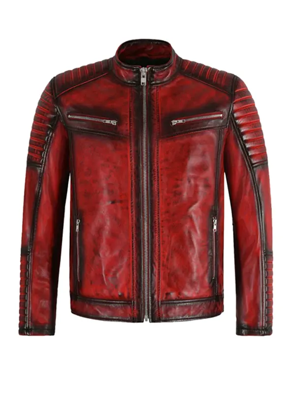 Kyle Men’s Red Moto Vintage Leather Jacket