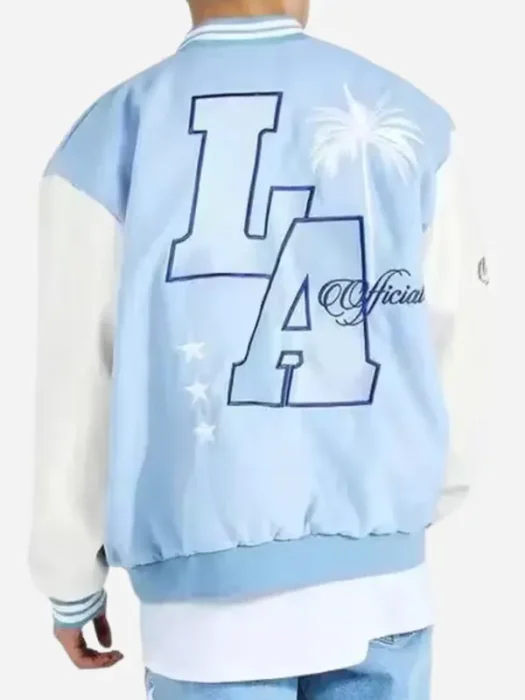 LA Blue Bomber Varsity Jacket Back