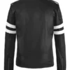 Medley Men’s Black Cafe Racer Leather Jacket Back