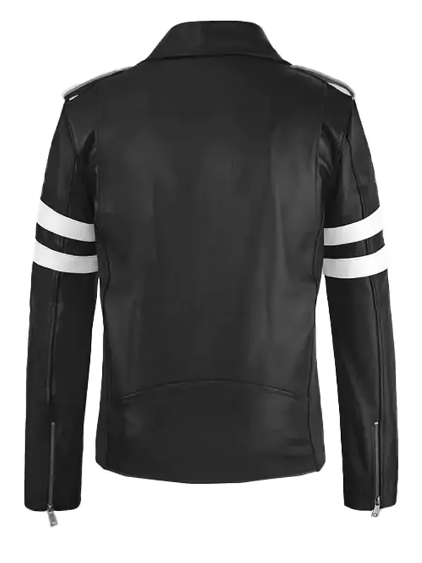 Medley Men’s Black Cafe Racer Leather Jacket Back