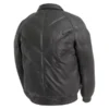 Men Black Leather Bubble Bomber Jacket Back