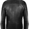 Men Black Leather Slim Fit Biker Jacket Back