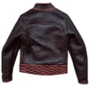 Men Brown Asymmetrical Leather Jacket Back