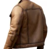 Men Brown Leather Shearling Trucker Jacket Back