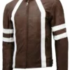 Men Casual Brown Cafe Racer Leather Jacket