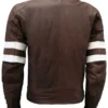 Men Casual Brown Cafe Racer Leather Jacket Back