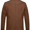 Men Casual Brown Leather Trucker Jacket Back