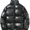 Men Casual Shiny Black Padded Jacket