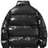 Men Casual Shiny Black Padded Jacket Back