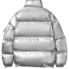 Men Casual Shiny Silver Padded Jacket Back