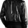 Men Casual Style Black Patent Leather Jacket Back