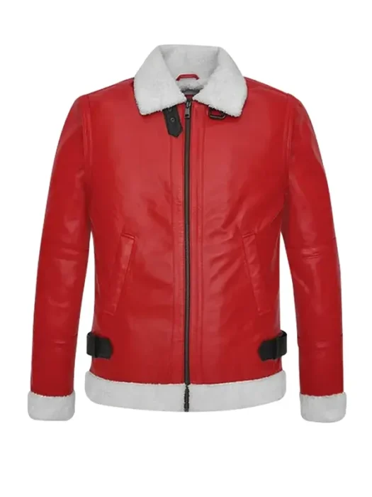 Men Christmas B3 Red Shearling Bomber Jacket