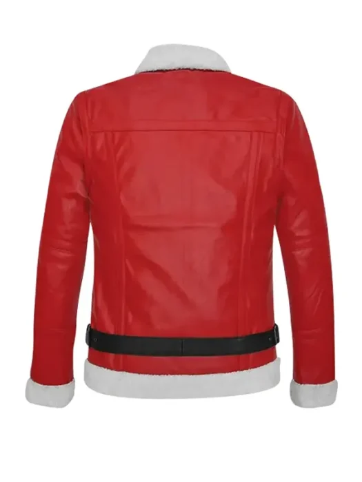 Men Christmas B3 Red Shearling Bomber Jacket Back