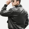 Men’s Air Force Pilot Style Black Bomber Leather Jacket Back