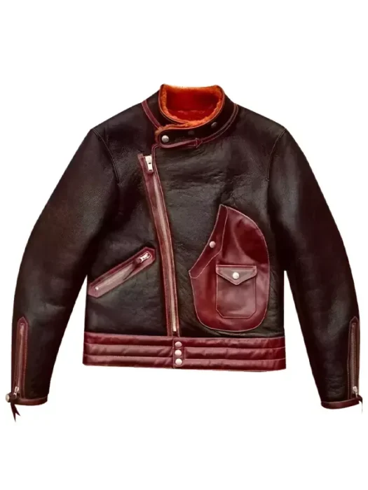 Mens Brown Asymmetrical Leather Jacket