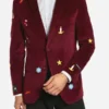 Mens Burgundy Christmas Blazer