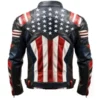 Mens Cafe Racer Style USA Flag Leather Jacket Back