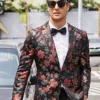 Men's Floral Sequins Shiny Sparkly Blazer