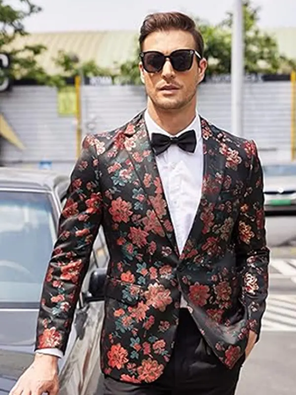 Men’s Floral Sequins Shiny Sparkly Blazer