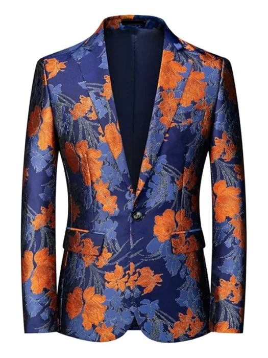 Mens Floral Slim Fit Elegant Tuxedo Blazer