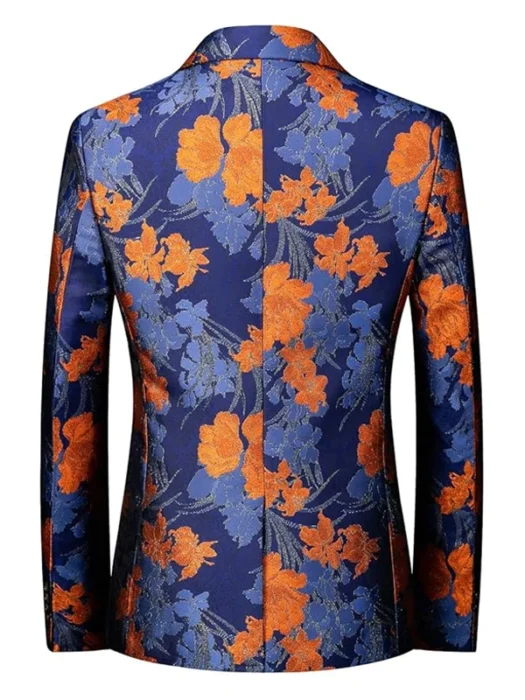 Mens Floral Slim Fit Elegant Tuxedo Blazer Back