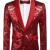 Men's Floral Suit Shiny Sequins Blazer