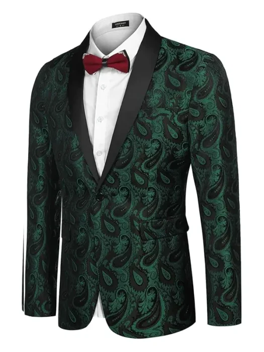 Mens Floral Tuxedo Paisley Shawl Lapel Blazer