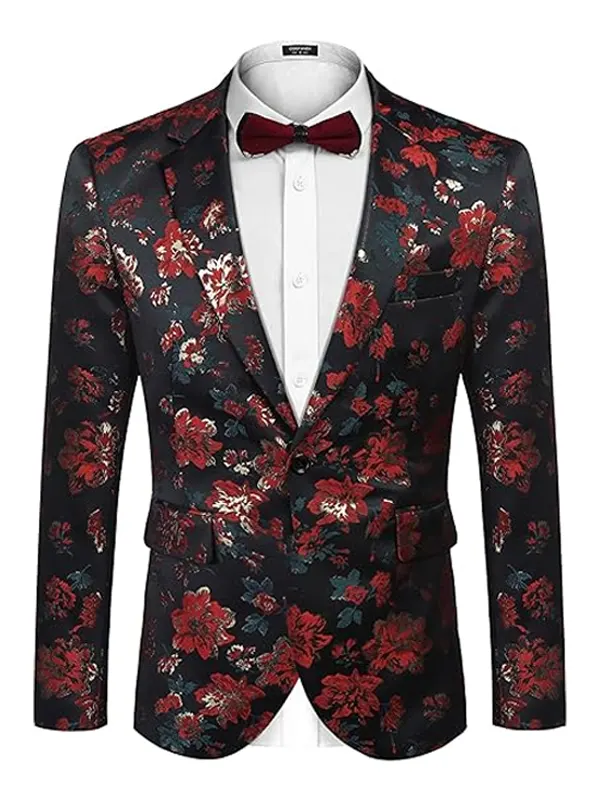 Men’s Floral Tuxedo Slim Fit Rose Blazer