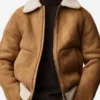 Men’s Fur Collar Brown Suede Leather Trucker Jacket