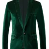 Mens Party Slim Fit Fashion Green Velvet Blazer