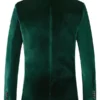 Mens Party Slim Fit Fashion Green Velvet Blazer Back