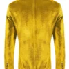 Mens Party Slim Fit Fashion Yellow Velvet Blazer Back