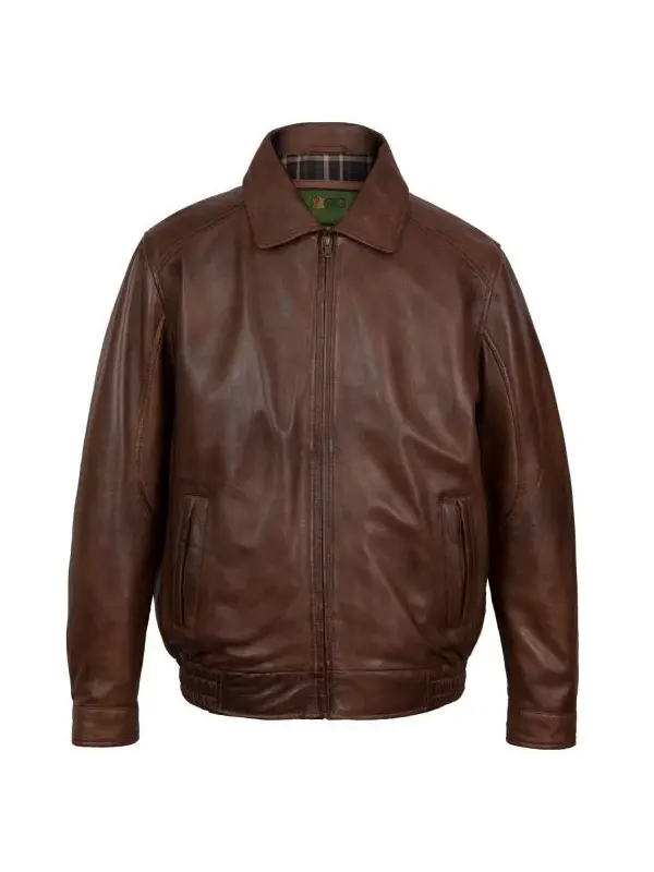 Men’s Reddish Leather Blouson Jacket
