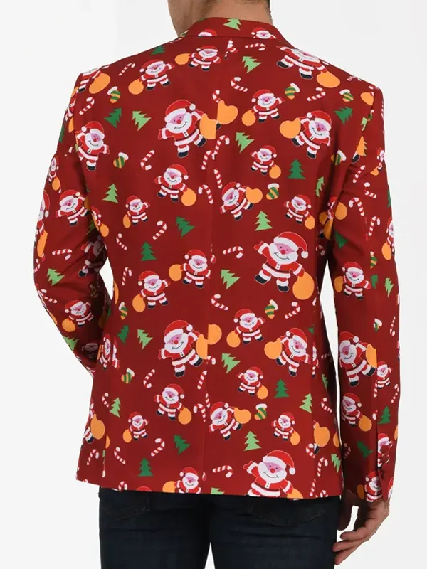 Mens Santa Claus Christmas Red Blazer Back