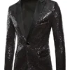 Men's Sequin Peak Lapel Sparkly Party Glitter Coat