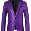 Men's Sequin Wedding Glitter Shiny Slim Fit Blazer