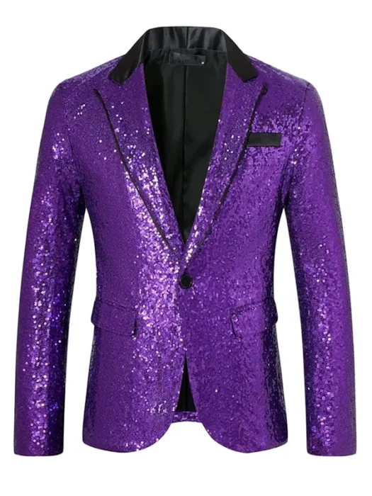 Men's Sequin Wedding Glitter Shiny Slim Fit Blazer