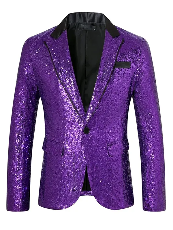 Men’s Sequin Wedding Glitter Shiny Slim Fit Blazer